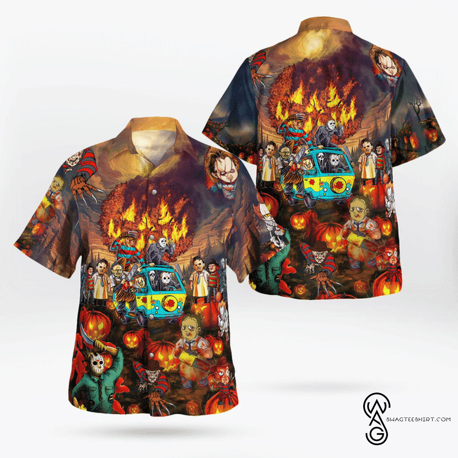 [Top Trending] Horror Characters Party Halloween Casual Beach Full Printing Hawaiian Shirt